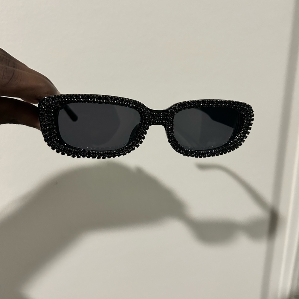 Black Rhinestone Sunglasses - Picture 2 of 5